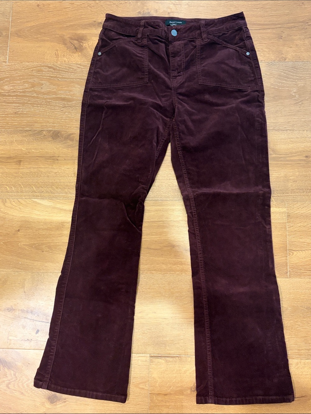 Sanctuary Corduroy Straight-Leg Pants in Deep Bordeaux